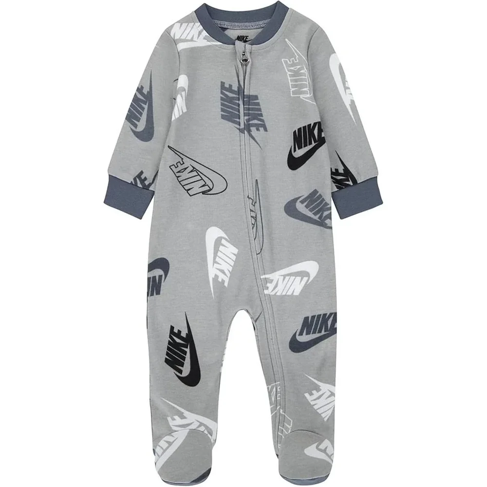 Nike Sportsball Romper Infant Grey New Long Sleeve Footed Coverall 66H546G-112